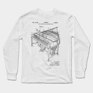 Piano Player Gifts - 1950 Grand Piano Patent Print Long Sleeve T-Shirt